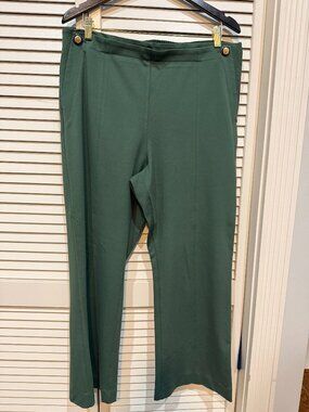 Ann Taylor Cropped Green Gold Button Dress Pants 16